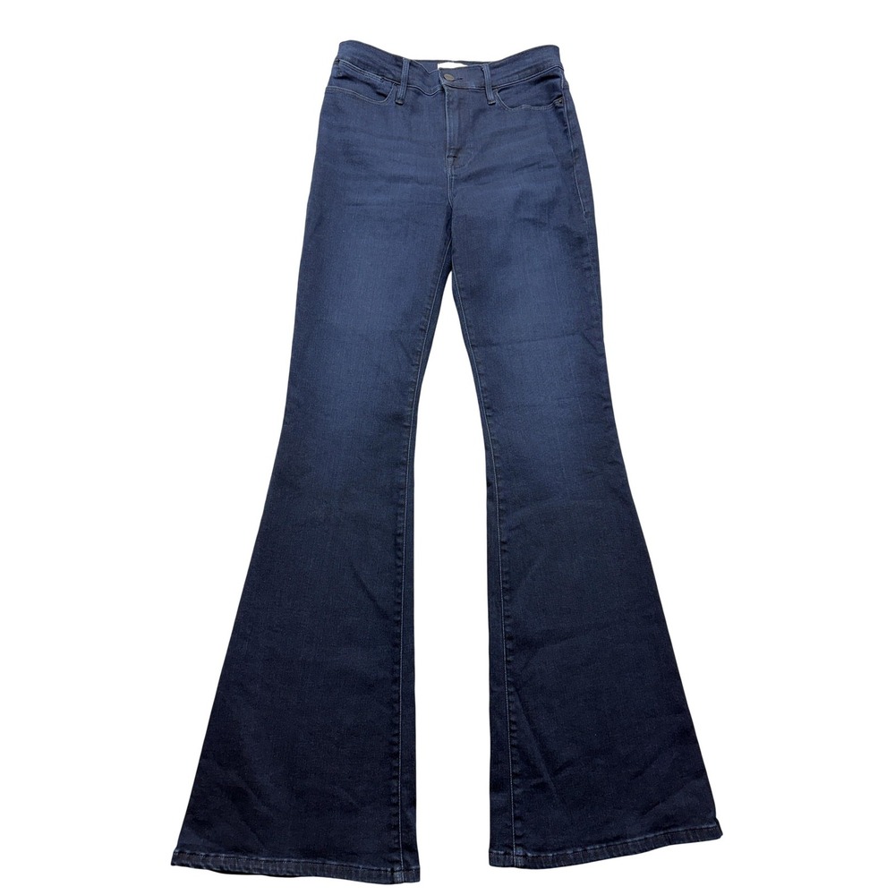 FRAME Le High Flare Jeans Womens 28x31.5 Blue Dark Wash High Rise Stretch LHF214